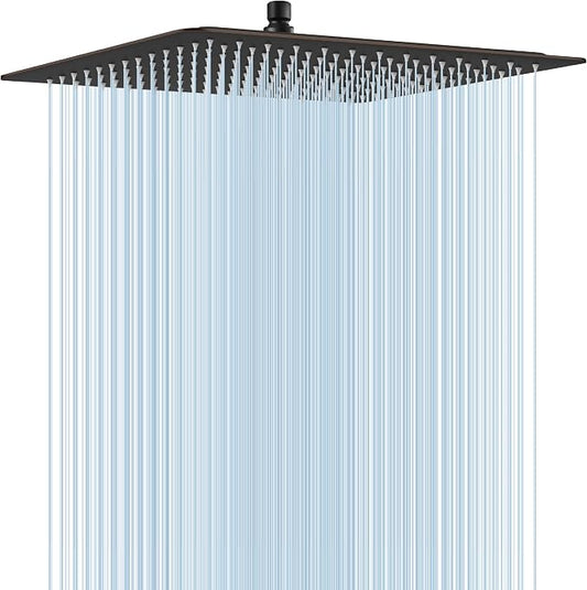 Midanya Square Rain Shower Head,High Pressure,Oil Rubbed Bronze 16 Inch | 360°Swivel,Ceiling or Wall Mount,Waterfall Full Body Coverage,Bathroom Remodel,Stainless Steel Large Rainfall Shower Head