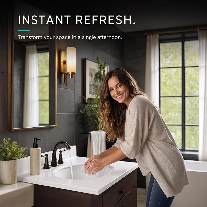 Cultured Marble Composite Bathroom Sink Top - Fits Standard 24” Vanity | Elegant and Durable Bathroom Sinks for Modern Homes - Upgrade Your Space - Perfect for Any Bathroom Design
