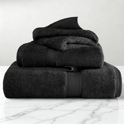 Superior Egyptian Cotton Ultra Plush & Absorbent, 3 Piece Set, Black | Quick Dry, Soft Luxury Towel Set, Bath Essentials, Guest Bath, Spa, 1 Bath, 1 Hand, 1 Face Towels, Madeline Towels