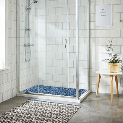 Cobalt Blue Pebble Tiles for Shower Floor Bathroom Floor Wall Mosaic Tile [Set of 5 Sheets]