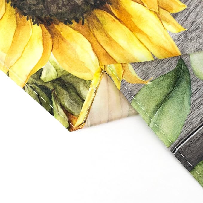 HVEST Farmhouse Donkey Shower Curtain for Bathroom Funny Western Wild Animal with Sunflower on Wood Shower Curtain with Hooks Yellow Floral with Eucalyptus Bathroom Curtain Shower Set,72L X 60W inches