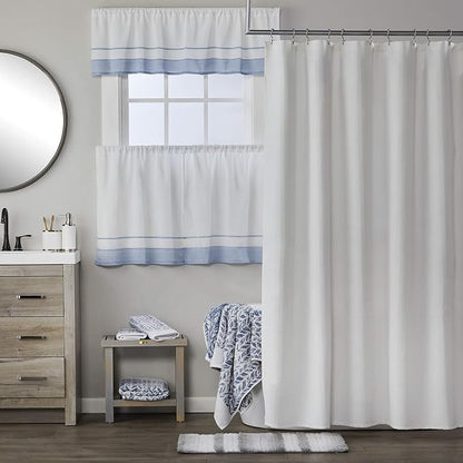 SKL Home Distressed Leaves Bath Towel, 100% Turkish Cotton, Denim Blue | 600 GSM weight. Spa-level quality. Soft, & absorbent, reversible jacquard.