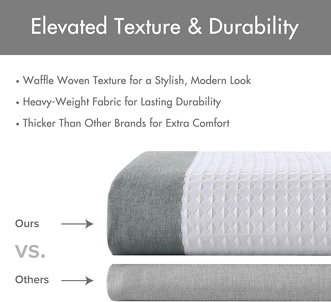 Madison Park Spa Waffle Shower Curtain for Bathroom, 72 x 72, Charcoal | Striped, Pieced Fabric Design, 3M Scotchgard Moisture Management, Hotel Quality, Modern, for Bathroom, OEKO-TEX Certified
