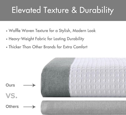 Madison Park Spa Waffle Shower Curtain for Bathroom, 72 x 72, Charcoal | Striped, Pieced Fabric Design, 3M Scotchgard Moisture Management, Hotel Quality, Modern, for Bathroom, OEKO-TEX Certified