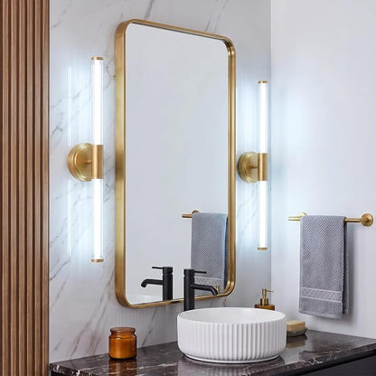 URSOLA 24" Modern LED Bathroom Light Fixtures, Satin Brass 3CCT Dimmable Bathroom Vanity Light Over Mirror, Bathroom Vanity Bath Bar Lights with 360° Removable Acrylic Light Tube