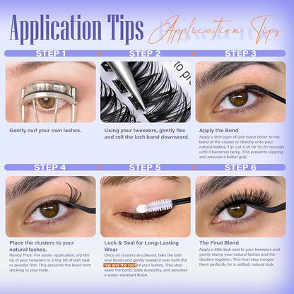 Lash Clusters 200pcs Individual Lashes 40D Cluster Eyelash Extensions 9-16mm Eyelash Clusters Lash Extensions for Self Application (40D, 0.07D, 9-16mm)