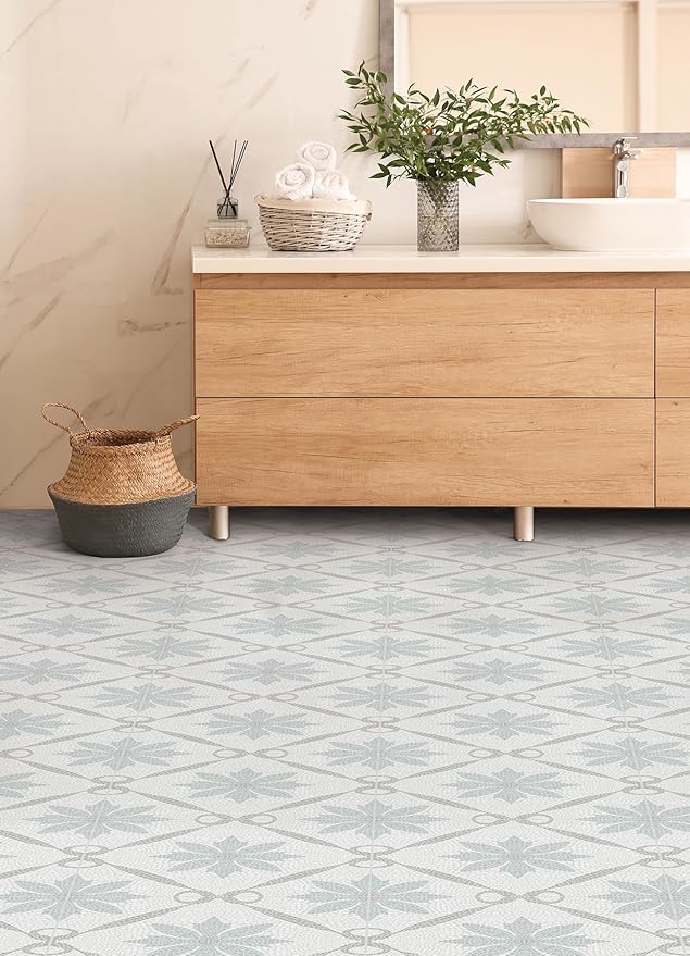 FloorPops Jamila Grey Peel and Stick Floor Tiles, FP6300