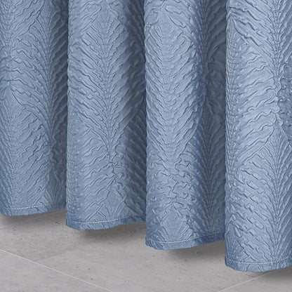 72x84 Extra Long Shower Curtain, Ombre Fog Blue 3D Embossed Half Bath Curtain