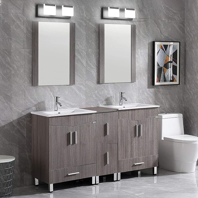 Ralbay Matte Black Vanity Light 2 Lights Bathroom Vanity Lights Acrylic LED Modern Black Bathroom Light Fixtures