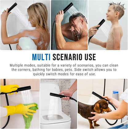 G-Promise All Metal Round 3 Function Handheld Shower Head(Matte Black) | All Metal Construction, 3 Function Modes with Massage, Modern Look, Push Switch, Easy Installation