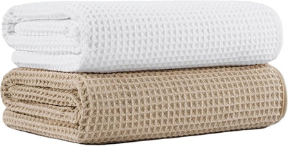 MICROFI New Microfiber Waffle Bath Towels, 2 Pieces, Oversized, Soft, Absorbent, Fast Drying, Lint Free 430 GSM (30''x60''/76cm x 152cm)
