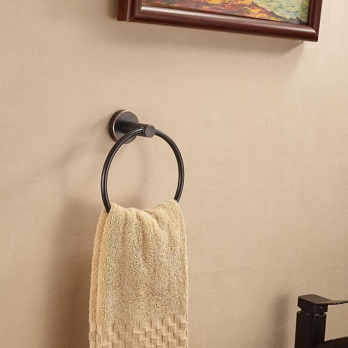 Bronze Bathroom Accessories, Oil Rubbed Bronze Bathroom Hardware Set Includes double post Toilet Paper Holder 15 to 24 Inch Towel Bar Towel Ring Robe Hook 4 Pieces Hand Towel Holder Wall Mount