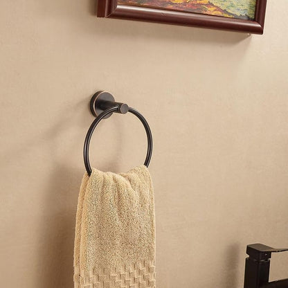 Bronze Bathroom Accessories, Oil Rubbed Bronze Bathroom Hardware Set Includes double post Toilet Paper Holder 15 to 24 Inch Towel Bar Towel Ring Robe Hook 4 Pieces Hand Towel Holder Wall Mount