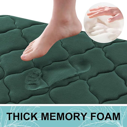 OLANLY Memory Foam Bath Mat Rug 47x24, Ultra Soft and Absorbent Bathroom Rugs, Non-Slip, Comfortable, Machine Washable Bath Carpet for Bathroom Floor, Tub Shower and Home Decor Accessories, Dark Green