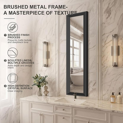 DESBING 14"x48" Black Bathroom Mirrors for Over Sink | 3MM Tempered Glass, Metal Frame, Rectangle Vanity Wall Mirror for Bathroom, Living Room, Bedroom, Horizontally or Vertically