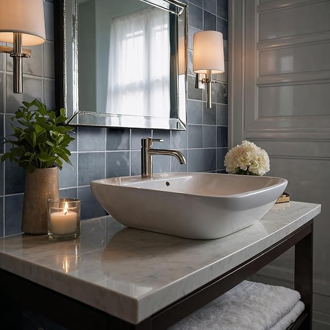M S International Renzo Denim Glossy Ceramic Square Wall Tile for Bathroom, Kitchen Backsplash, Accent, and Shower - Sample