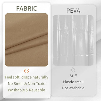 ALYVIA SPRING Waterproof Fabric Shower Curtain or Liner Coffee Brown, 72x72 | 3 Magnets, Soft Cloth & Hotel Quality, Machine Washable, Light-Weight, Standard Size