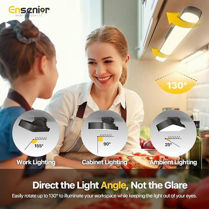 14" Rechargeable Vanity Light Bar, Mirror Lights with Remote Control,2 Pack | Stick-on, Dimmable, Eye-Friendly, 3 Colors Modes CRI85+, Battery Display, Wireless, 130° Rotatable Magnetic, 2500mAh