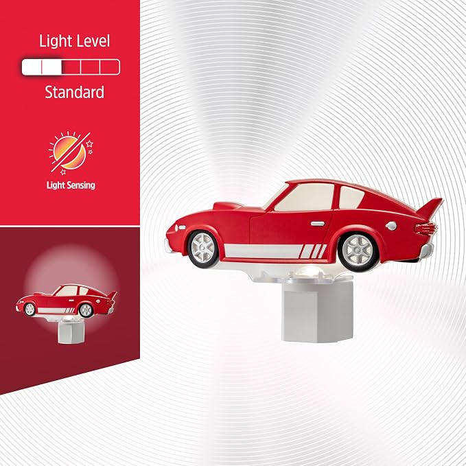 Energizer Race Car Night Light, Light Sensing, LED, Soft White, 3000K, Red, Nightlight for Bedroom, Bathroom, Nursery, Hallway, Kitchen, 1pk, 82404 | Light Sensing, LED, Soft White, 3000K, Red, Nightlight for Bedroom, Bathroom, Nursery, Hallway, Kitche...