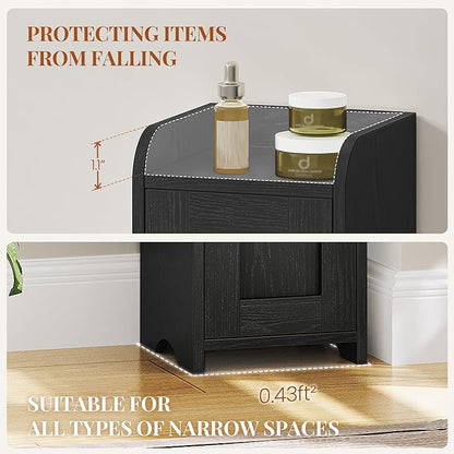 Slim Bathroom Storage Cabinet, Narrow Cabinet with 3 Doors, Small Bathroom Organizers and Storage, Laundry Room Organization for Small Space, Kitchen, Living Room, Black 022304X