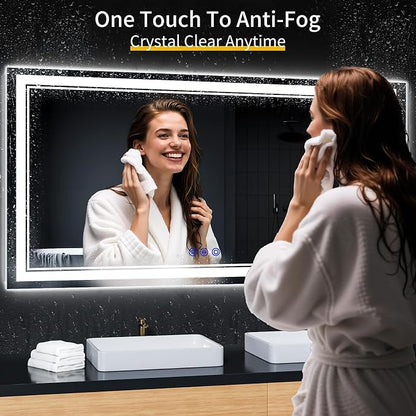 60"x30" LED Bathroom Mirror with Lights,Anti-Fog,3 Color Modes