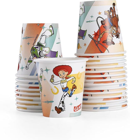Glad for Kids Disney Pixar Toy Story Mini Paper Cups, 3 Oz, 20 Count | Soak-proof bathroom rinse cups sized for little hands, colorful Toy Story characters