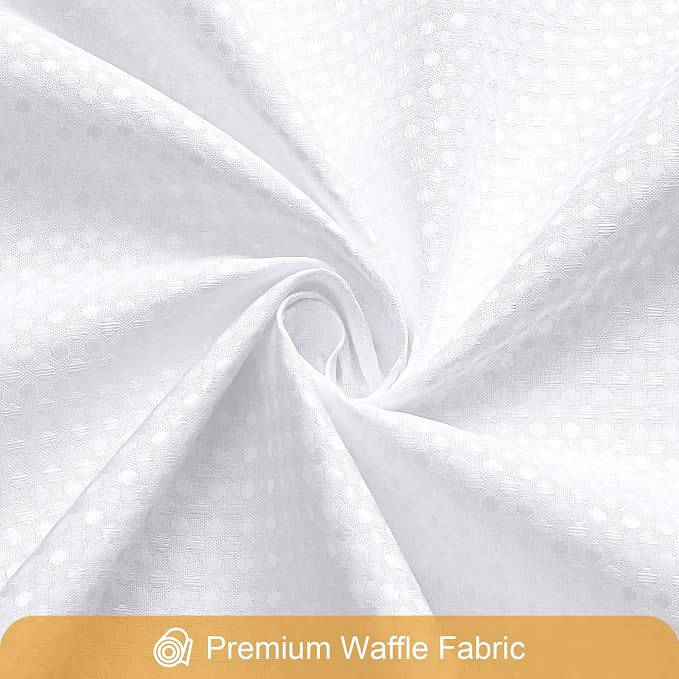 3 in 1 White Shower Curtain with PEVA Liner, 12 Hooks, 72x72 | Luxury Weighted Fabric Shower Curtain Set, 12 Stainless Steel Double-Sided Hooks, Water Repellent, Bathroom Decor