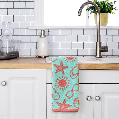 SKL Home Flip Flop Pop Hand Towel Set-2pc, 100% Cotton, Reversible, Multi | Soft & absorbent jacquard. For use in the bathroom, kitchen or bar. Great for summer, coastal & beach décor.