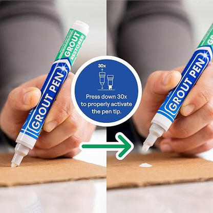 Grout Pen Winter Grey Tile Grout Paint Marker - 5mm Tip (7mL) - 3 Pack | Waterproof Grout Refresh Restorer for Kitchen & Bathroom, Colorant and Sealer Pens, Cleaner Looking Grout Lines - Winter Grey