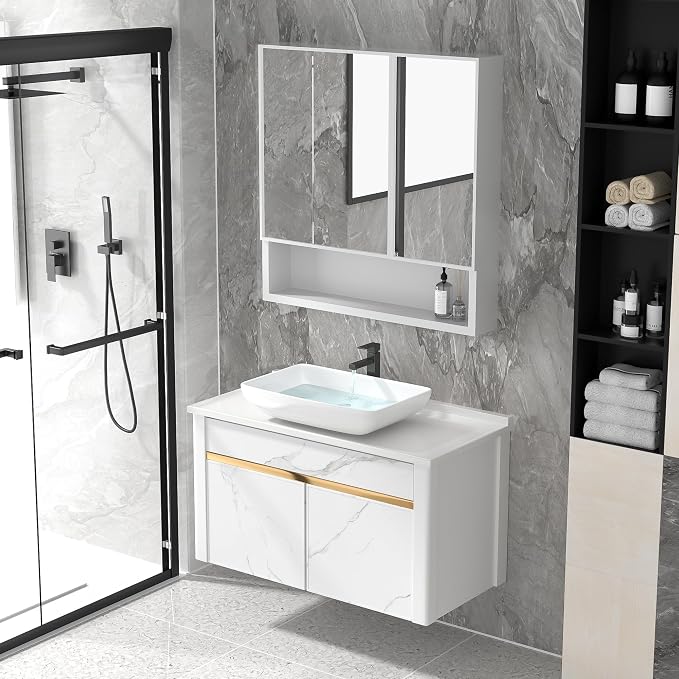 24"x15" Bathroom Vessel Sink Rectangular - White Porcelain Ceramic Rectangle Above Counter Vanity Lavatory Bath Sink Art Basin