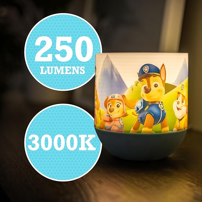 Lights By Night PAW Patrol Color Changing Kids Bedside Lamp, Touch Control | Night Light for Kids, 12 Color Modes and Dimmable Warm White Light for Kids Room, Nursery, and Bedroom, USB Powered