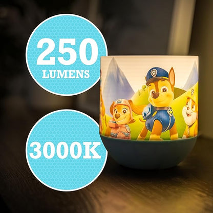 Lights By Night PAW Patrol Color Changing Kids Bedside Lamp, Touch Control | Night Light for Kids, 12 Color Modes and Dimmable Warm White Light for Kids Room, Nursery, and Bedroom, USB Powered