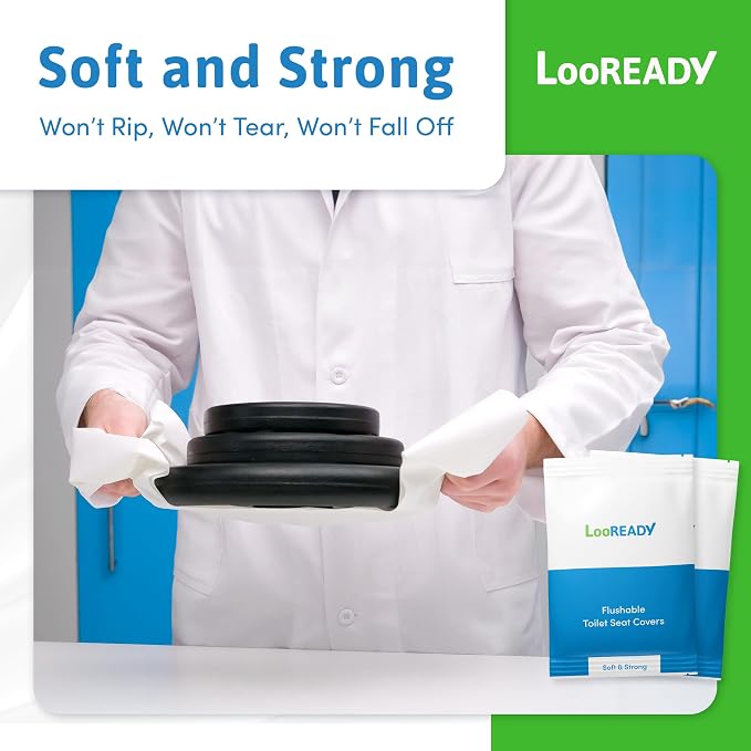 Toilet Seat Covers Disposable Flushable - Regular Size (16x19”) - Travel Size Individually Wrapped, Soft & Strong, Pocket Size, for Public Restrooms at the Office, for Commuters or Holiday (10 Pack)
