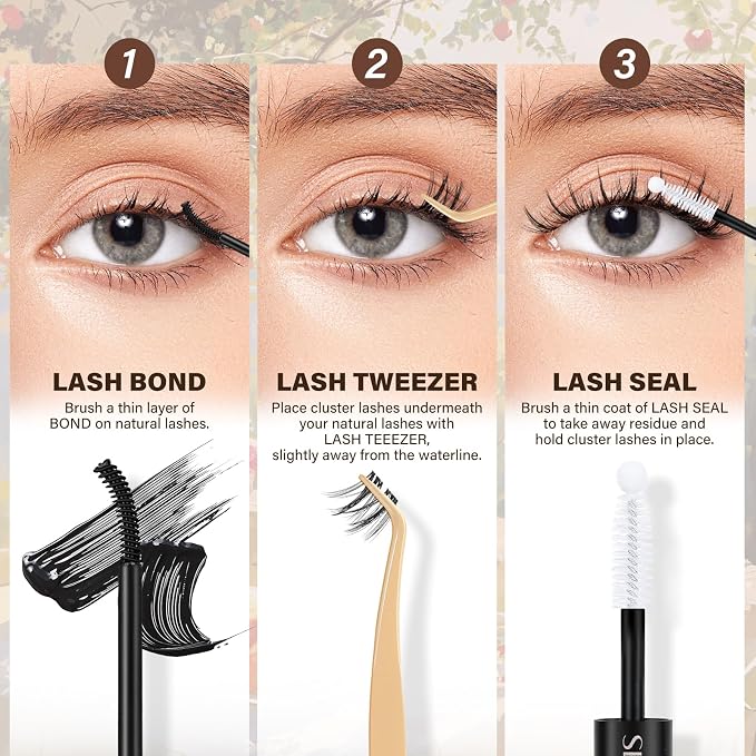 JMS&JMS Double Spike Lash Cluster Kit, Anime Lashes Kit with Invisible Band | C Curl 8-18MIX Lash Lift Kit False Eyelashes Natural Wispy Lash Clusters Kit DIY Eyelash Clusters Kit at Home