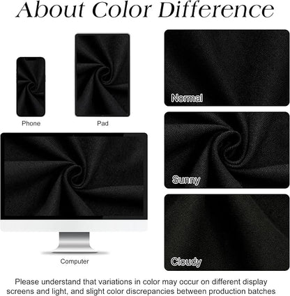 72 Inch Black Linen Shower Curtain, Linen Textured Weighted Cloth Fabric Boho Shower Curtain for Bathroom, Water Repellent, Simple Hotel Spa Luxury Bathroom Decor, 72x72