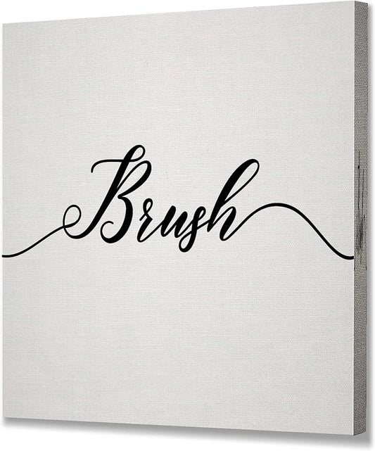 Renditions Gallery Simple Brush Sign Bathroom Décor Gallery Wrapped Canvas Wall Art, 12x12,