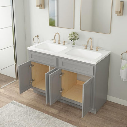 Vanity Art 48 Inch Bathroom Base Cabinet Only, Double Sink Top (Not Include Sink) with Door & Soft Close Hinge, Unassembled Floor Cabinet, Grey, 2ea 24 Inch Combo