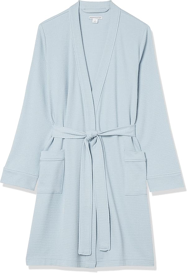 Amazon Essentials Women's Lightweight Cotton Waffle Mid-Length Bathrobe (Available in Plus Size)