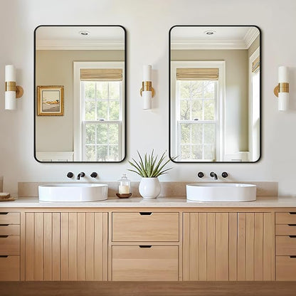 Vanity Black Bathroom Mirror for Over Sink, 2 Pack 36”x24” | HD Tempered Glass, Anti-Rust Frame, Vertical or Horizontal, Wall Mirrors for Bathroom Sink, Living Room, Entryway, Bedroom