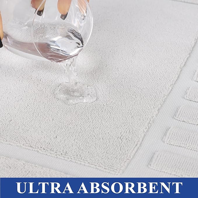 Superior 100% Cotton Bathmat Set, Bath Mats, Bathroom Decor, Shower, Bathtub Essentials, Home Accessories, Washable Rug, No Backing, Heavyweight, Leo Collection, Set of 2, 22" x 35", Silver