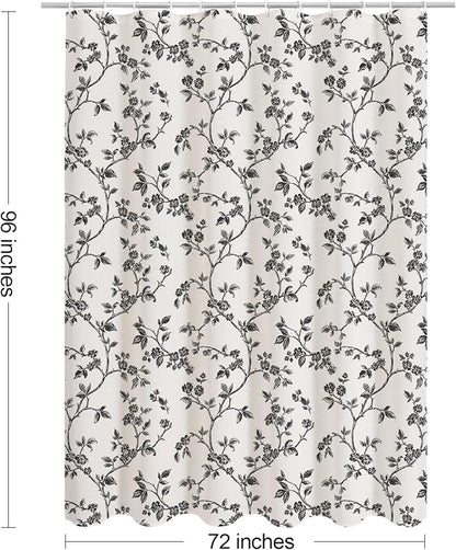 MitoVilla Extra Long Cotton Floral Shower Curtain for Bathroom,72 x 96 | Extra Long BoHo Cottagecore Spring Shower Curtains, Modern Farmhouse Country Plant Leaves Bathroom Décor, 72 x 96