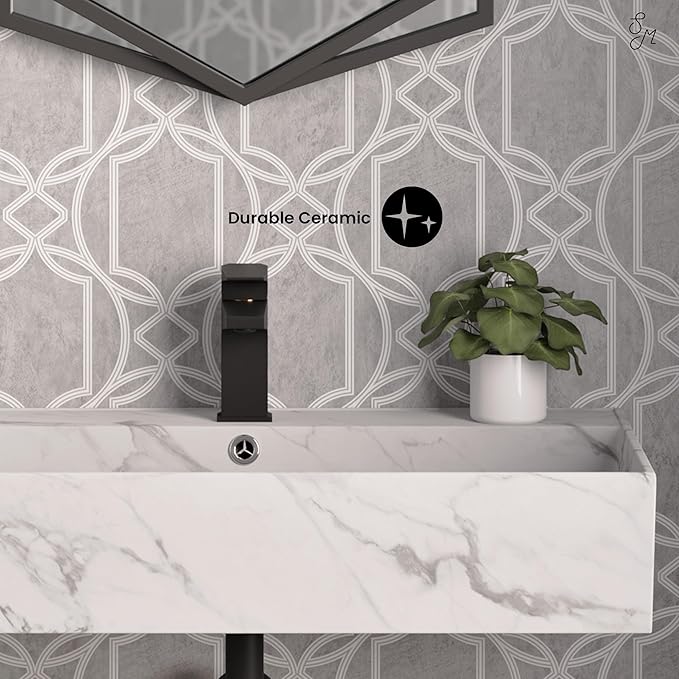 Claire 22” Rectangle Wall-Mount Bathroom Sink in White Marble