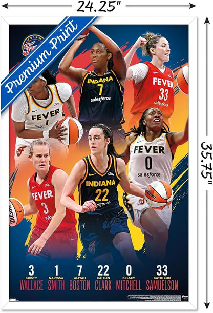 Trends International WNBA Indiana Fever -Team 24 Wall Poster, 34L x 22.4W, White Framed Version