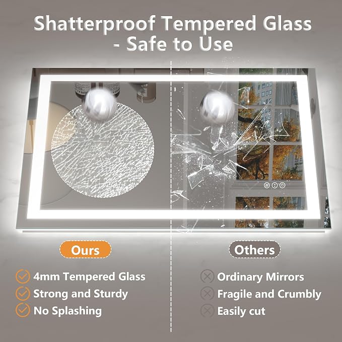 28x32 LED Mirror for Bathroom Wall, Backlit and Front Lighted | Bathroom Vanity Mirror with Lights, Dimmable, Anti-fog, Memory, Shatter-Proof, ETL Listed (Horizontal/Vertical)