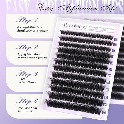 Lash Clusters Full 80D Individual Lashes Cluster Eyelash Extensions 10-20mm Mix Eyelash Clusters 240pcs Lash Extension for Self Application (Mink 80D, 0.07D, 10-20mm)