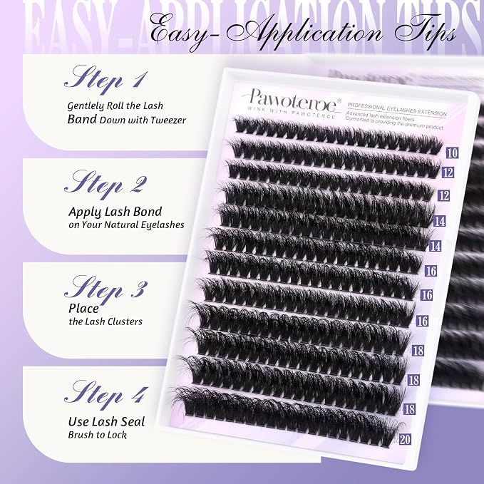 Lash Extension Kit Lash Clusters 80D Full DIY Cluster Eyelash Extension Kit 10-20mm Individual Lashes Mink with Lash Bond and Seal, Lash Tweezers for Self Application (Mink 80D,10-20mm, Kit)