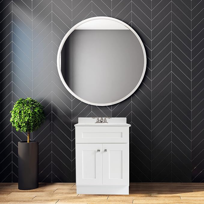 Design House Brookings Bathroom Vanity, 24", White | Adjustable Hinges, Freestanding, Contemporary/Modern, Wood, Bath, 586925