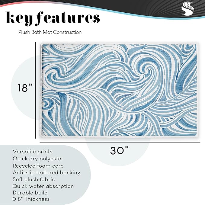 Stupell Industries Sweet Home Mosaic Pattern Plush Bathroom Mat & Bath Rug, Soft Quick-Dry Non-Slip Bathroom Rug with Recycled Foam Cushion, Geometric Tile Pattern Design by Elizabeth Medley, 18"x30"