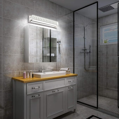 Modern Bathroom Light Fixtures - LED Vanity Lights for Bathroom 18W - Crystal Chrome Lighting Fixtures Over Mirror for Bath