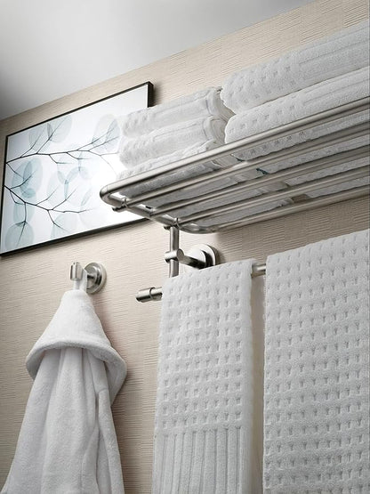 Moen DN0794BN Iso 24-Inch Wide Bathroom Hotel-Style Towel Shelf with Towel Bar, Brushed Nickel